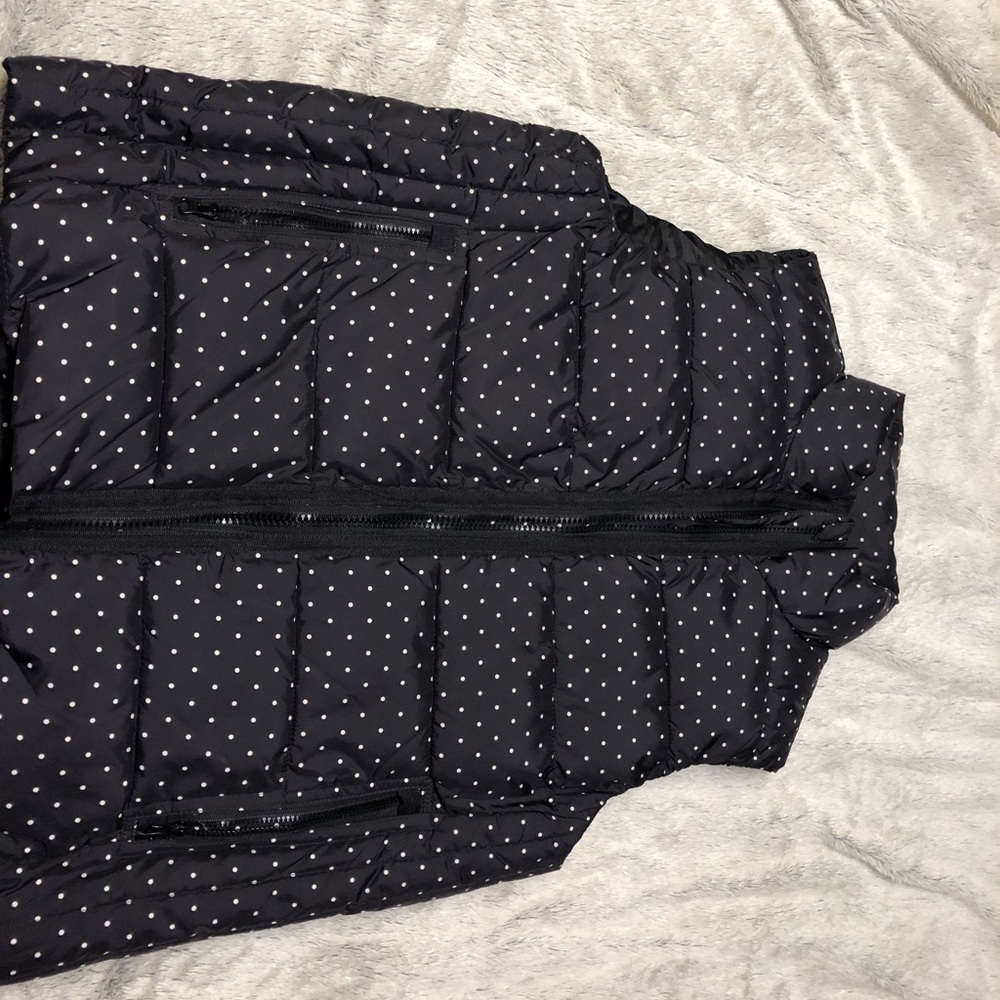 Black and white polkadot vest